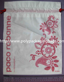 Kleine recyclebare weiße Plastikzugschnur-Taschen mit der Blume gedruckt für Unterwäsche