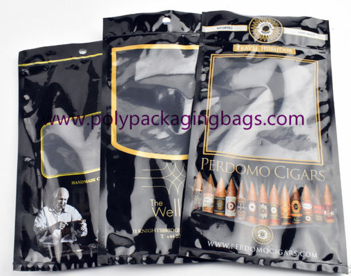 Kundengebundene schwarze befeuchtende Reißverschlusstasche des Zigarrentabaks mit transparentem Fenster