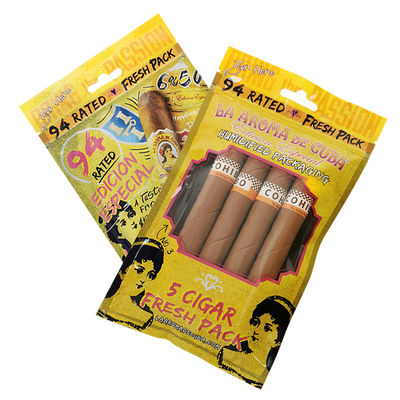 Individuell bedruckte Ziplock-Zigarrenverpackungsbeutel Zigarren-Befeuchtung Kunststoffbeutel mit Hydratisierungsschicht ﻿