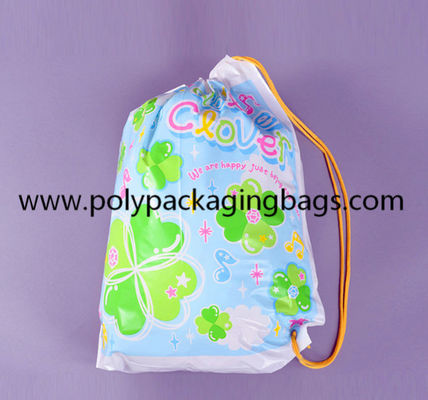 PET NERC 0.07mm bauscht sich Plastikzugschnur-Rucksack für Reise-Zugschnur-Plastiktaschen