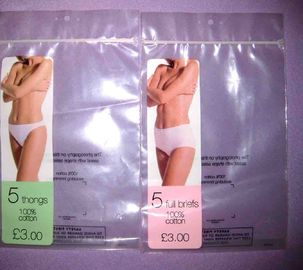 Moisture Proof Packaging Poly Bags / Reclosable Plastic Bags For Underwear / Clothing