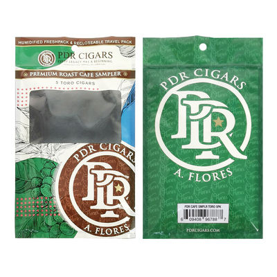 Nachschließbares Folien-Ziplock-Drei-Seiten-Siegel Naturblatt-Zigarrenfolie Feuchtigkeitsspender Kunststoff-Verpackungstasche mit klarem Fenster