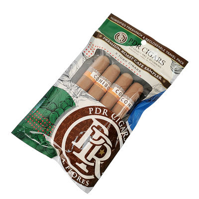 Nachschließbares Folien-Ziplock-Drei-Seiten-Siegel Naturblatt-Zigarrenfolie Feuchtigkeitsspender Kunststoff-Verpackungstasche mit klarem Fenster