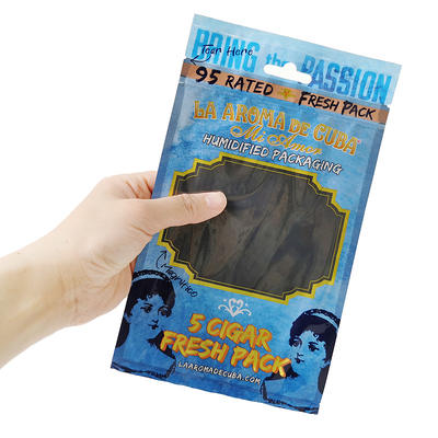 Custom Logo Ziplock Mylar Folien Zigarrenverpackungstüte Klares Plastikseiten Gusset für Haushaltsprodukte und Zigarren