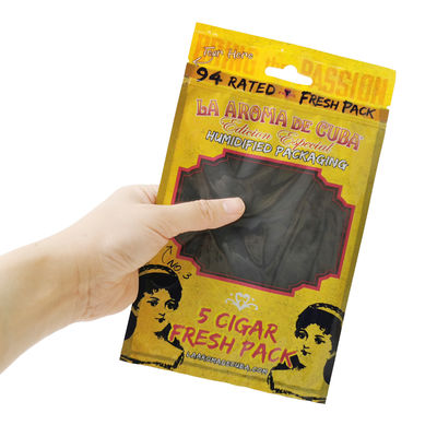 Individuell bedruckte Ziplock-Zigarrenverpackungsbeutel Zigarren-Befeuchtung Kunststoffbeutel mit Hydratisierungsschicht ﻿