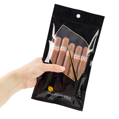 PE-PET-Plastikverpackung Feuchtigkeitsdicht Wiederverwendbarer Zip Lock Mylar-Tasche Stehendes Design für Tabak Zigarren Heißstempel