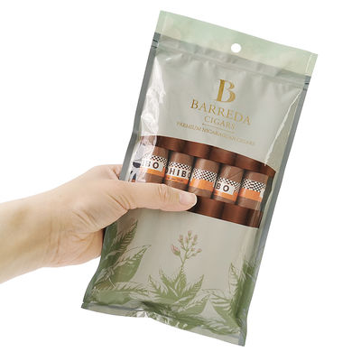Kundenspezifischer Tiefdruck-Befeuchtungsbeutel für Zigarren Ziplock-Feuchtigkeitsbeutel für Zigarren 5 Zigarren Einfache Verpackung mit transparentem Fenster Kunststoffverpackung