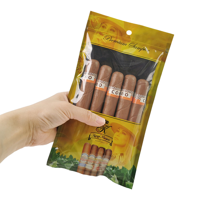 Auf Wunsch gedruckte Luftbefeuchter Packung Kunststoff Drei Seiten Siegel Ziplock Zigarrenbeutel Zigarettenverpackung Tasche Zigarrenfeuchterfeuchter