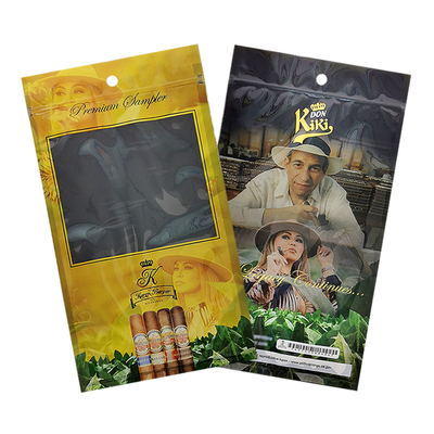 Auf Wunsch gedruckte Luftbefeuchter Packung Kunststoff Drei Seiten Siegel Ziplock Zigarrenbeutel Zigarettenverpackung Tasche Zigarrenfeuchterfeuchter