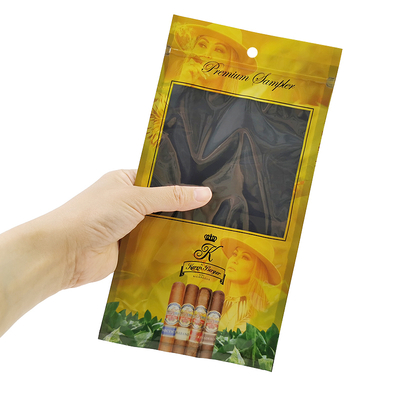Auf Wunsch gedruckte Luftbefeuchter Packung Kunststoff Drei Seiten Siegel Ziplock Zigarrenbeutel Zigarettenverpackung Tasche Zigarrenfeuchterfeuchter