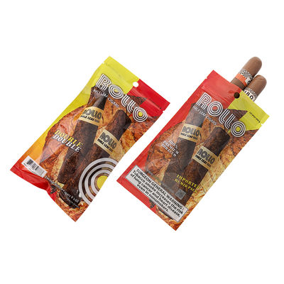 Custom Resealable Foil Ziplock Three Side Seal Plastic Packaging Bag Natural Leaf Cigar Wraps Moisturizing With Clear Window