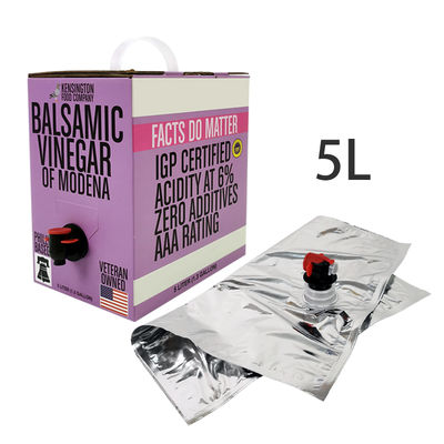 Custom Aluminium Transparent Bib Bag 5L Saft Verpackung Getränke Tasche Weingüter in Karton