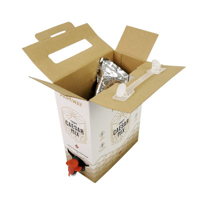 Kundenspezifische 1L 1,5L 2 Liter 3L 5L 96OZ BIB BEUTEL Einwegbeutel in Box TeeSaft Kaffee To Go Papierbox-Verpackung mit Spender