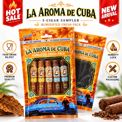 Cigars Depending On Size Custom Cigar Bags Featuring MOPP PE Material Structure Offering Freshness Preservation