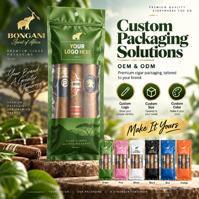 Lightweight And Compact cigar bags custom designed using MOPP PE material structure ensuring protection and easy portability