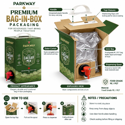 spout Bag in box plastic packaging system optimized for liquid packaging applications requiring contamination prevention