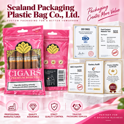 Lightweight And Compact cigar packaging bag featuring ziplock design ensuring secure closure and easy carrying for cigars