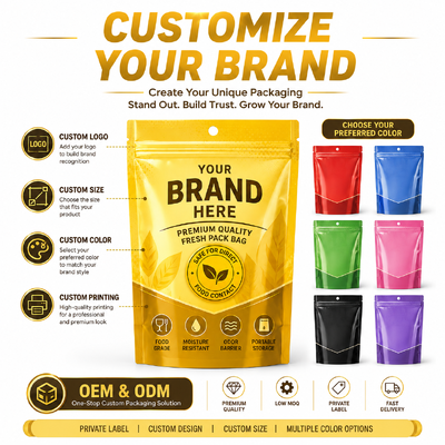 Custom Color cigar bags custom crafted from OPP LDPE laminated material ensuring durability and freshness preservation