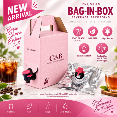 ISO-zertifizierter Bag-in-Box-Kunststoff, rechteckiges Design, geeignet für die Verpackung von Flüssigkeiten in den Lebensmittel-, Getränke- und Chemiesektoren