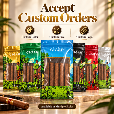 Large Cigar Humidor Bags produced with OPP LDPE Laminated Material ensuring effective cigar freshness preservation