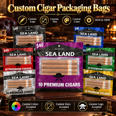Ziplock Design Cigar Humidor Bags Made From OPP LDPE Laminated Material And Food Grade TPU PE Offering Durable Protection