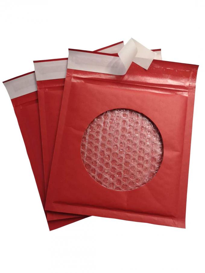 Umweltfreundliches rotes Kraftpapier füllte verschickende Umschläge, recyclebare Versandblasen-Werbungs-selbstklebende Schließung 0 auf