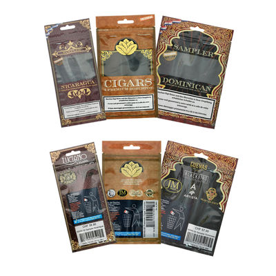 Fabrikgefertigte feuchtigkeitsspendende Zigarrenverpackungstasche mit Kunststoffreißverschluss Mylar-Beutel, blattförmig, feuchtigkeitsbeständig für die Tabaklagerung