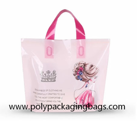 100 Mikrometer Plastikeinkaufstasche-mit weichen Schleifen-Griffen